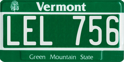 VT license plate LEL756