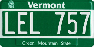 VT license plate LEL757