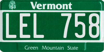VT license plate LEL758