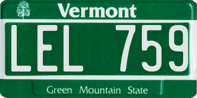 VT license plate LEL759