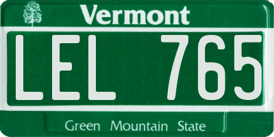 VT license plate LEL765