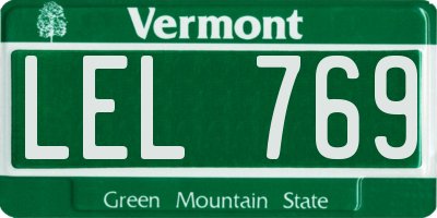 VT license plate LEL769