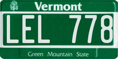 VT license plate LEL778