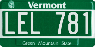 VT license plate LEL781
