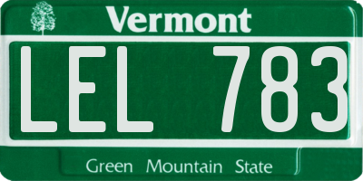 VT license plate LEL783