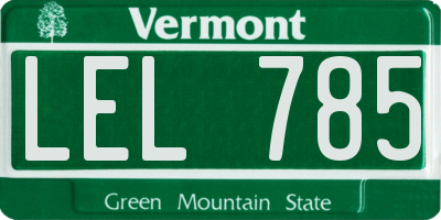 VT license plate LEL785