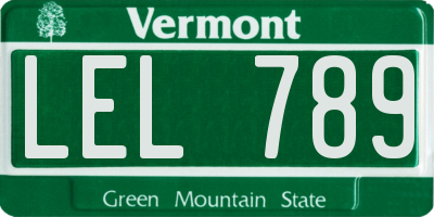 VT license plate LEL789