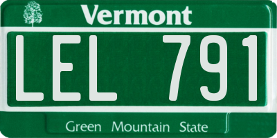 VT license plate LEL791