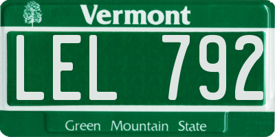 VT license plate LEL792