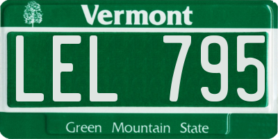 VT license plate LEL795