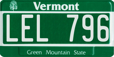 VT license plate LEL796