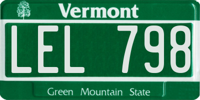 VT license plate LEL798