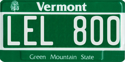 VT license plate LEL800