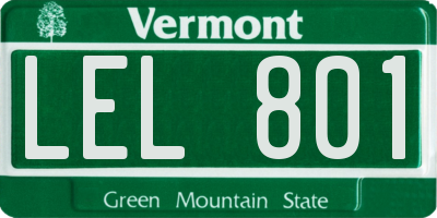 VT license plate LEL801