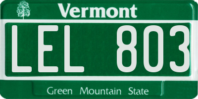 VT license plate LEL803