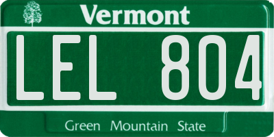 VT license plate LEL804