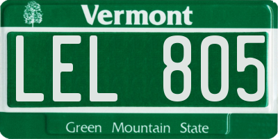 VT license plate LEL805
