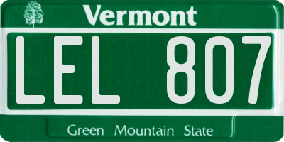 VT license plate LEL807
