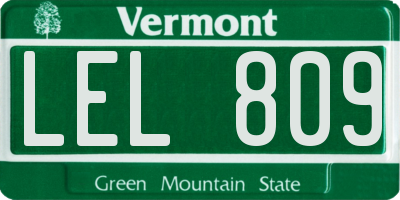VT license plate LEL809