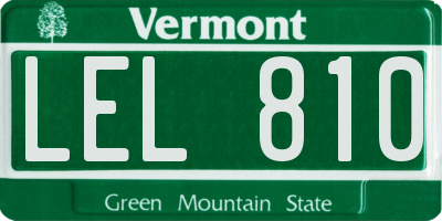 VT license plate LEL810