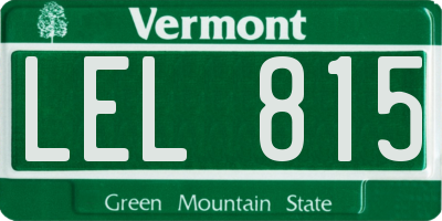 VT license plate LEL815