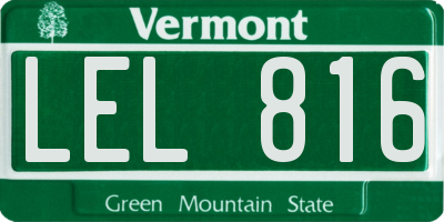 VT license plate LEL816