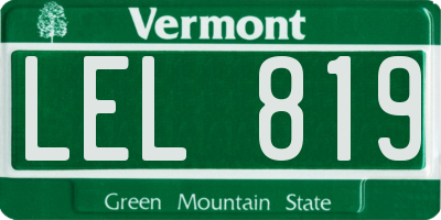 VT license plate LEL819