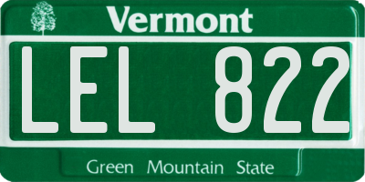 VT license plate LEL822