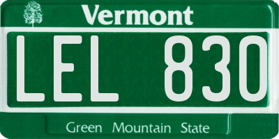 VT license plate LEL830