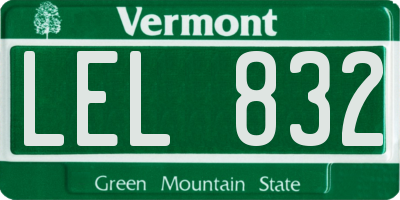 VT license plate LEL832