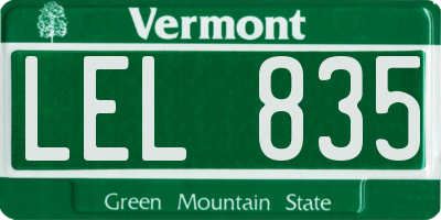 VT license plate LEL835