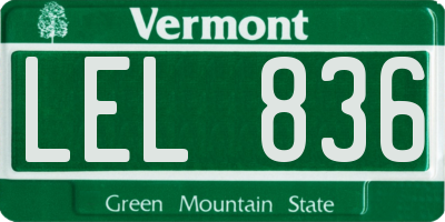 VT license plate LEL836