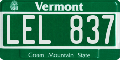 VT license plate LEL837