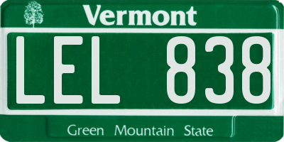 VT license plate LEL838