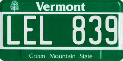VT license plate LEL839