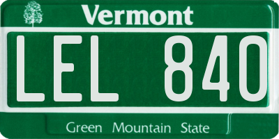 VT license plate LEL840
