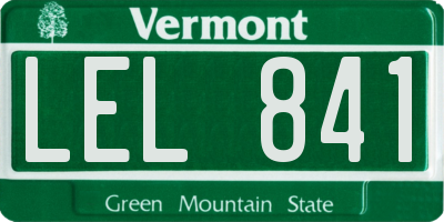 VT license plate LEL841