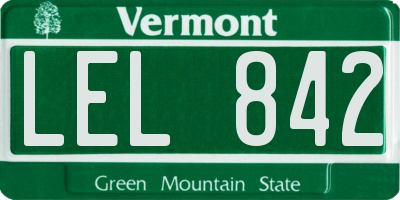 VT license plate LEL842