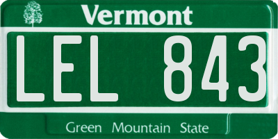 VT license plate LEL843