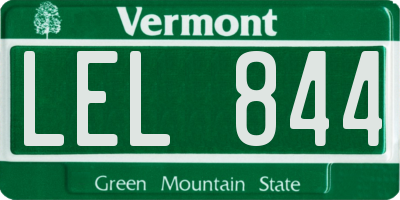 VT license plate LEL844