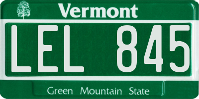 VT license plate LEL845