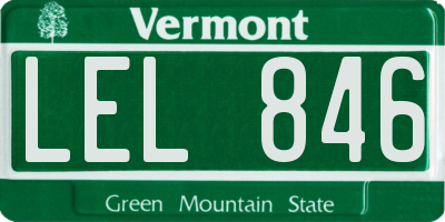 VT license plate LEL846