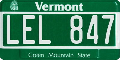 VT license plate LEL847
