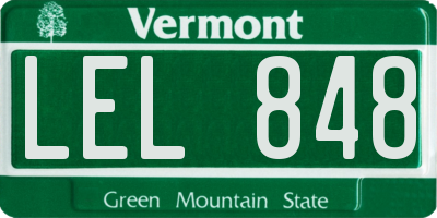 VT license plate LEL848