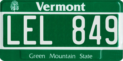 VT license plate LEL849