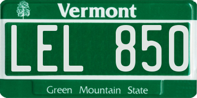 VT license plate LEL850