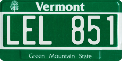VT license plate LEL851