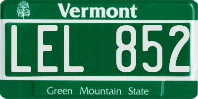 VT license plate LEL852