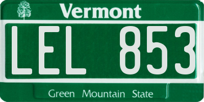 VT license plate LEL853