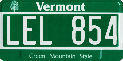 VT license plate LEL854